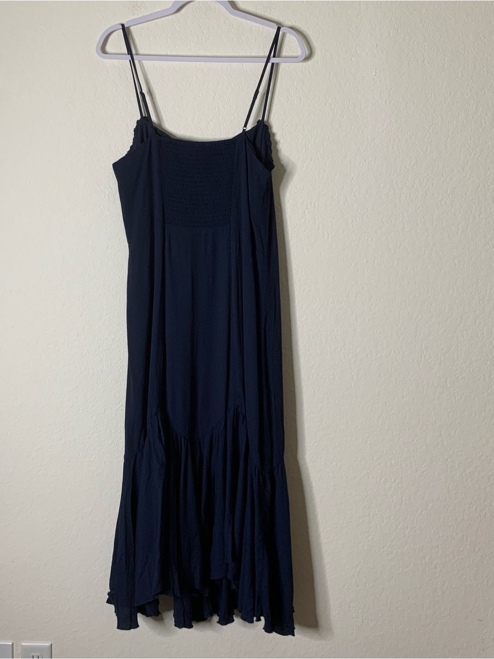Quince navy women’s lightweight crepe fluted hem midi dress XL NWT - Picture 7 of 10